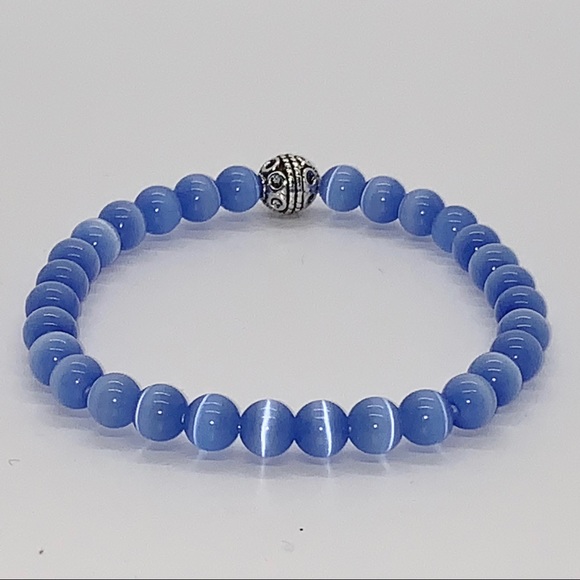 Blue tiger eye beaded bracelet - Picture 2 of 2